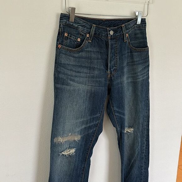 Levi’s 501 Button Fly High Rise Distressed Destroyed Jeans Size 24 - Picture 4 of 14